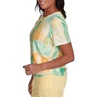Alfred Dunner Rise And Shine Womens Crew Neck Short Sleeve T-Shirt