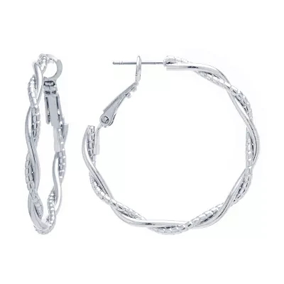 Silver Reflections Pure Silver Over Brass Round Hoop Earrings