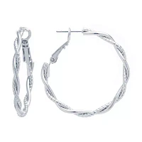 Silver Reflections Pure Silver Over Brass Round Hoop Earrings