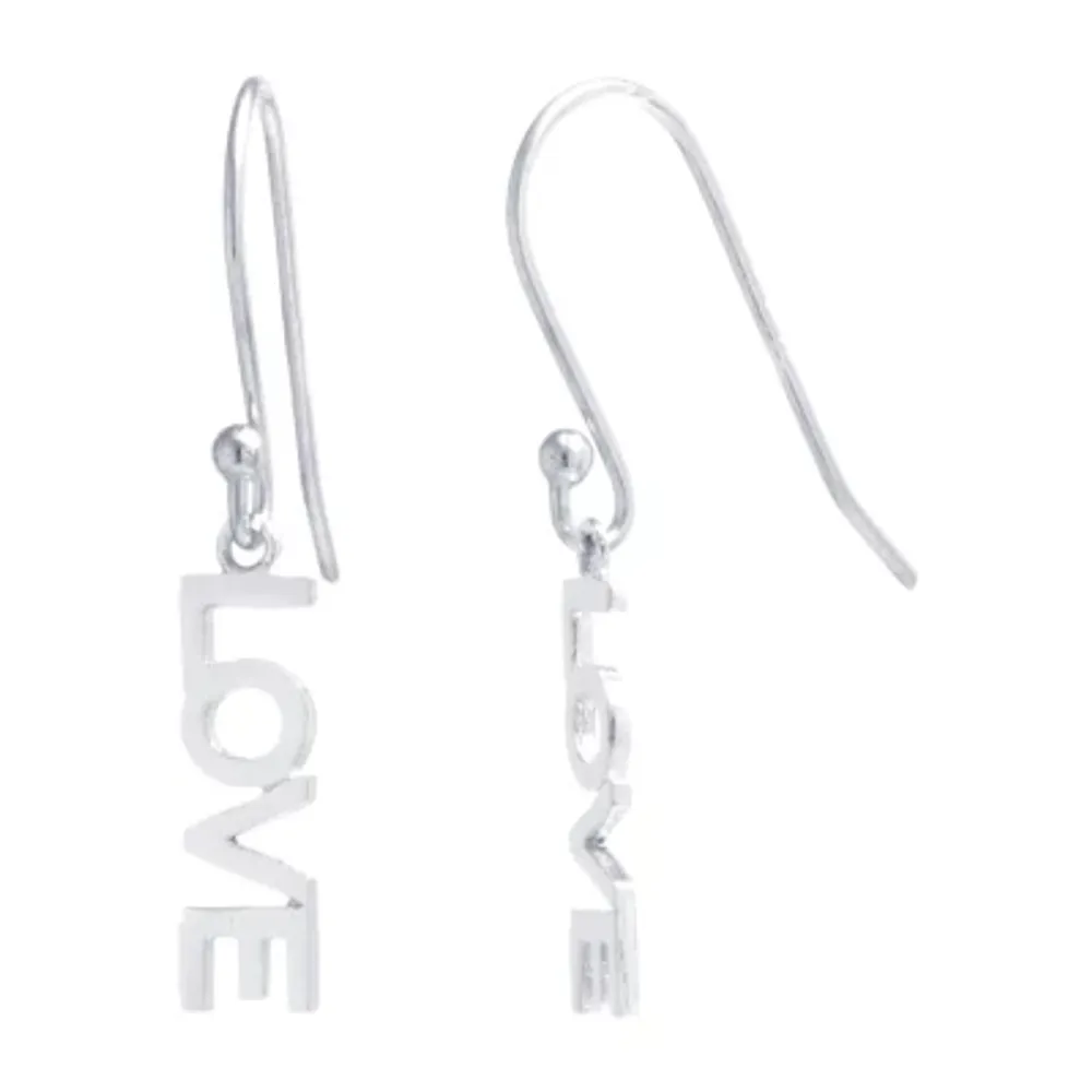 Silver Treasures Love Sterling Silver Drop Earrings