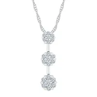 Linear Womens 1/2 CT. T.W. Mined White Diamond 10K White Gold Pendant Necklace