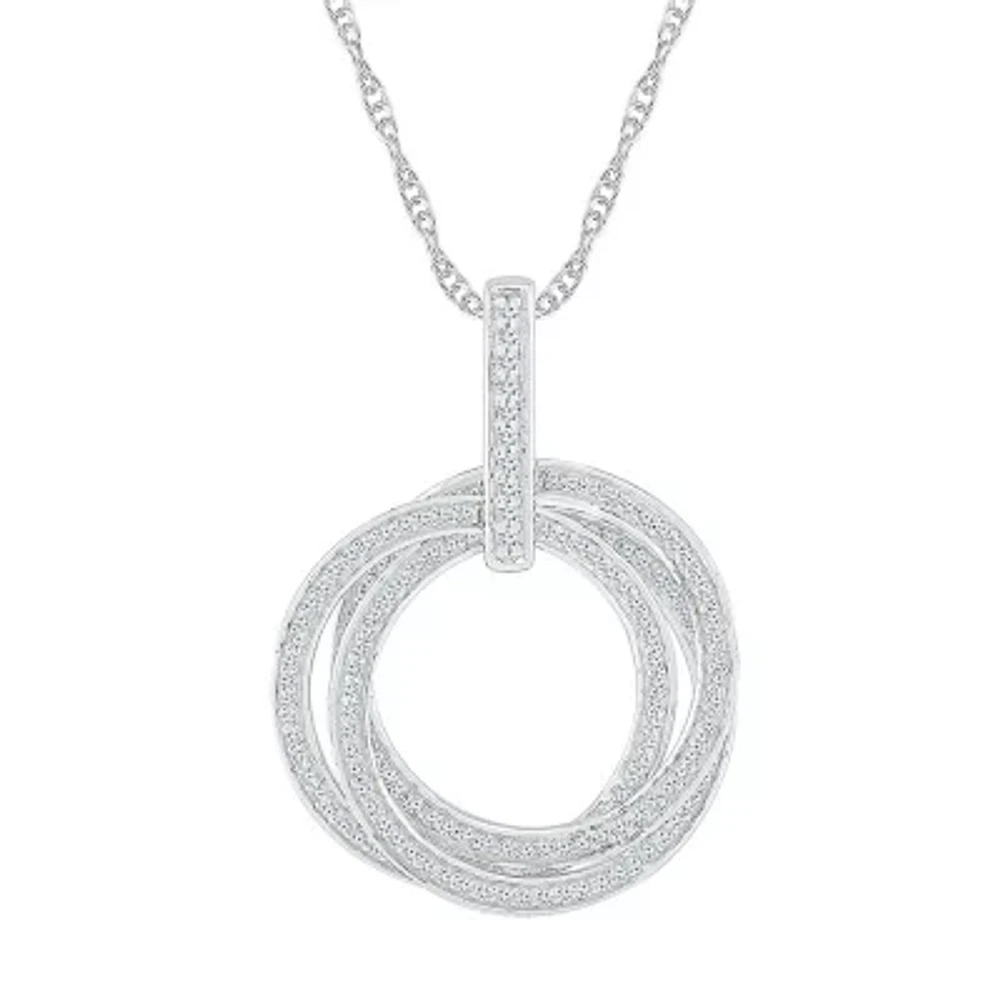 Womens 3/4 CT. T.W. Natural White Diamond 10K White Gold Circle Pendant Necklace