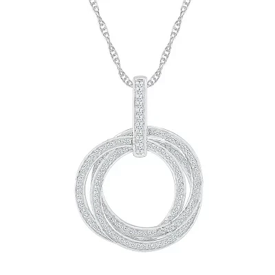 Womens 3/4 CT. T.W. Natural White Diamond 10K White Gold Circle Pendant Necklace
