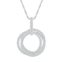 Womens 3/4 CT. T.W. Natural White Diamond 10K White Gold Circle Pendant Necklace