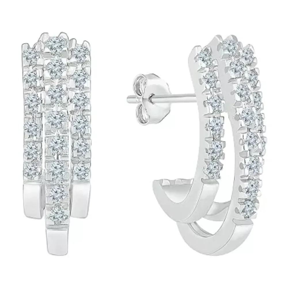 1/2 CT. T.W. Natural White Diamond 10K White Gold 18.6mm Hoop Earrings