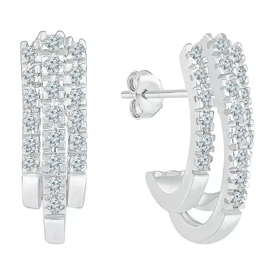 1/2 CT. T.W. Natural White Diamond 10K White Gold 18.6mm Hoop Earrings