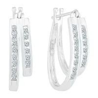 1/2 CT. T.W. Natural White Diamond 10K White Gold 18.9mm Hoop Earrings