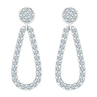 Womens 3/ CT. T.W. Natural White Diamond 10K White Gold Drop Earrings