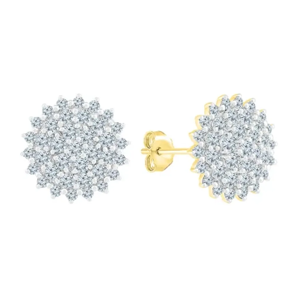 1 1/4 CT. T.W. Natural White Diamond 10K Gold 12mm Stud Earrings