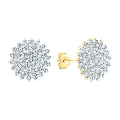 1 1/4 CT. T.W. Natural White Diamond 10K Gold 12mm Stud Earrings
