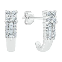 Womens 3/ CT. T.W. Natural White Diamond 10K White Gold Drop Earrings