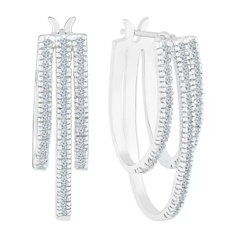 1/2 CT. T.W. Natural White Diamond 10K White Gold 24.5mm Hoop Earrings
