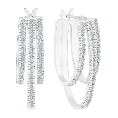 1/2 CT. T.W. Natural White Diamond 10K White Gold 24.5mm Hoop Earrings