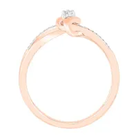 Womens Diamond Accent Natural White 10K Rose Gold Cocktail Ring