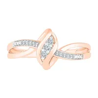 Womens Diamond Accent Mined White 10K Rose Gold Cocktail Ring