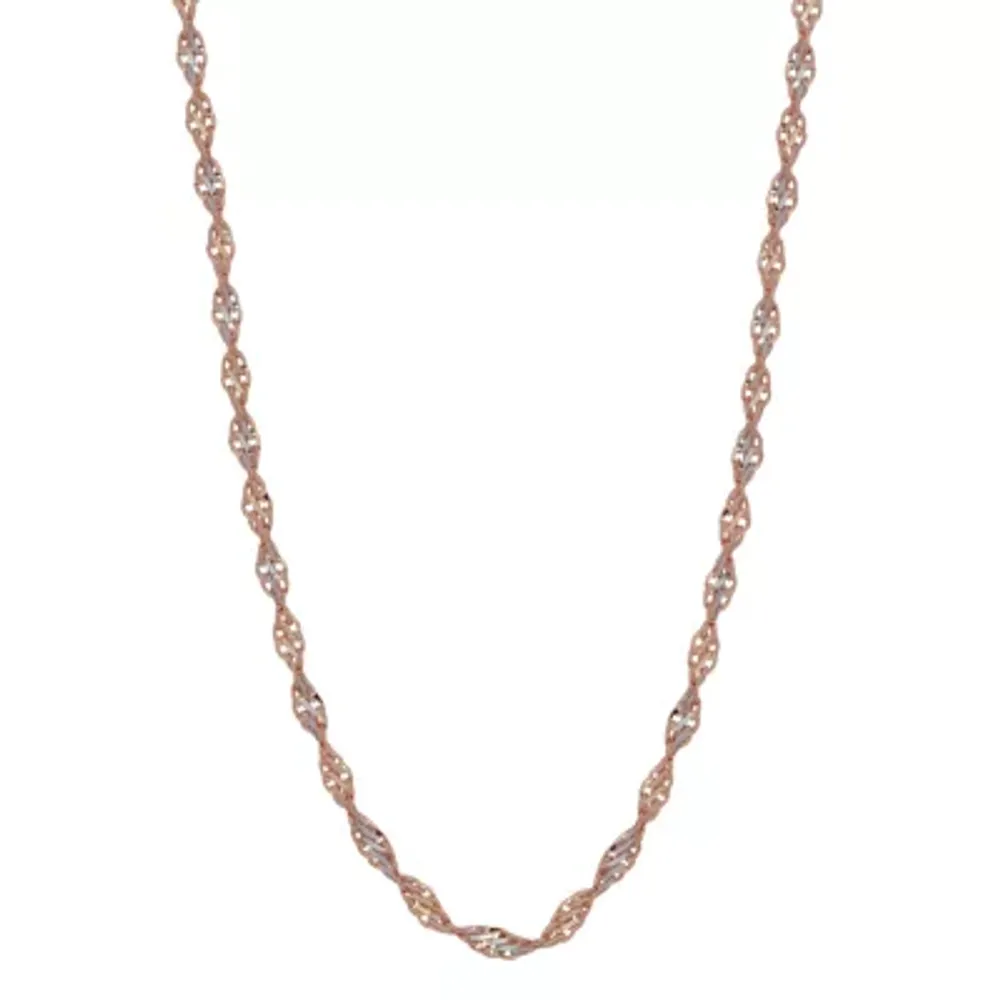 14K Two Tone Gold 16 Inch Solid Fashion Chain Necklace
