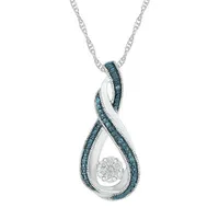 Womens Diamond Accent Natural Blue Diamond Sterling Silver Infinity Pendant Necklace