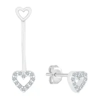 Mismatched 1/10 CT. T.W. Natural White Diamond Sterling Silver Heart Drop Earrings