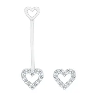 Mismatched 1/10 CT. T.W. Natural White Diamond Sterling Silver Heart Drop Earrings