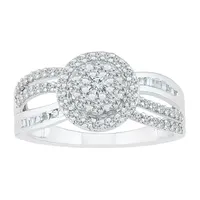 Womens CT. T.W. Natural White Diamond Sterling Silver Halo Cocktail Ring