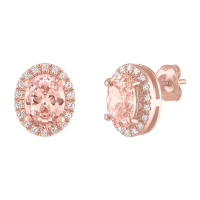 Simulated Champagne Morganite 14K Rose Gold Over Silver 11.5mm Stud Earrings