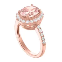 Womens Simulated Champagne Morganite 14K Rose Gold Over Silver Cocktail Ring