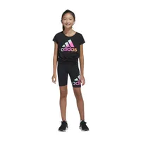 adidas Big Girls Scoop Neck Short Sleeve Graphic T-Shirt