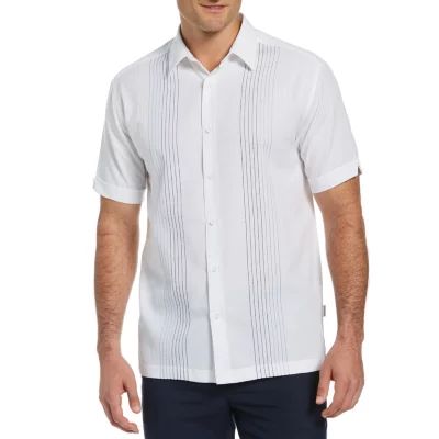 Cubavera Ombre Embroidered Stripe Mens Regular Fit Short Sleeve Button-Down Shirt