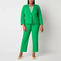 Black Label by Evan-Picone Womens Straight Fit Straight-Plus Suit Pants