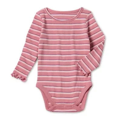 Okie Dokie Baby Girls Round Neck Long Sleeve Bodysuit