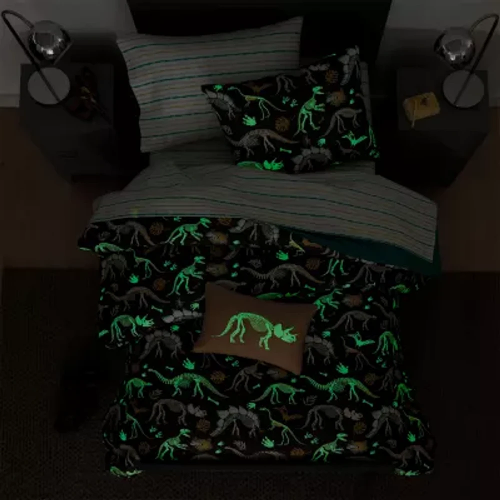 Under The Stars Kids Glow Dark Dino Dinosaurs Comforter Set