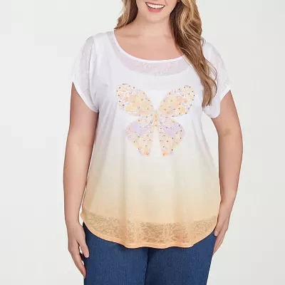 Hearts Of Palm Womens Plus Round Neck Short Sleeve T-Shirt
