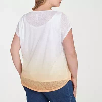 Hearts Of Palm Womens Plus Round Neck Short Sleeve T-Shirt