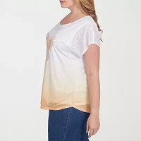 Hearts Of Palm Womens Plus Round Neck Short Sleeve T-Shirt