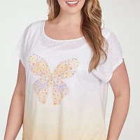 Hearts Of Palm Womens Plus Round Neck Short Sleeve T-Shirt