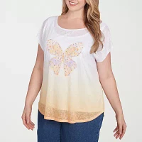 Hearts Of Palm Womens Plus Round Neck Short Sleeve T-Shirt