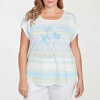 Hearts Of Palm Womens Plus Square Neck Short Sleeve T-Shirt