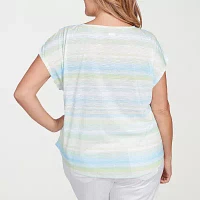 Hearts Of Palm Womens Plus Square Neck Short Sleeve T-Shirt