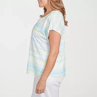 Hearts Of Palm Womens Plus Square Neck Short Sleeve T-Shirt