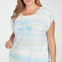 Hearts Of Palm Womens Plus Square Neck Short Sleeve T-Shirt