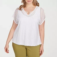 Hearts Of Palm Womens Plus V Neck Short Sleeve T-Shirt