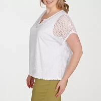 Hearts Of Palm Womens Plus V Neck Short Sleeve T-Shirt