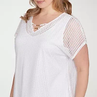 Hearts Of Palm Womens Plus V Neck Short Sleeve T-Shirt