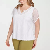 Hearts Of Palm Womens Plus V Neck Short Sleeve T-Shirt