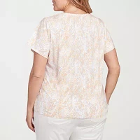 Hearts Of Palm Womens Plus V Neck Short Sleeve T-Shirt