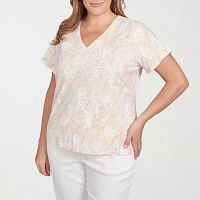 Hearts Of Palm Womens Plus V Neck Short Sleeve T-Shirt