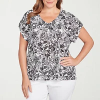 Hearts Of Palm Womens Plus V Neck Short Sleeve T-Shirt