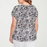 Hearts Of Palm Womens Plus V Neck Short Sleeve T-Shirt