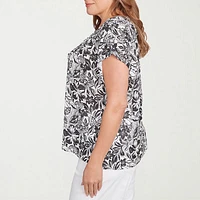 Hearts Of Palm Womens Plus V Neck Short Sleeve T-Shirt