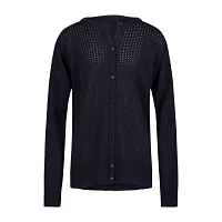 IZOD Juniors Womens Round Neck Long Sleeve Button Cardigan